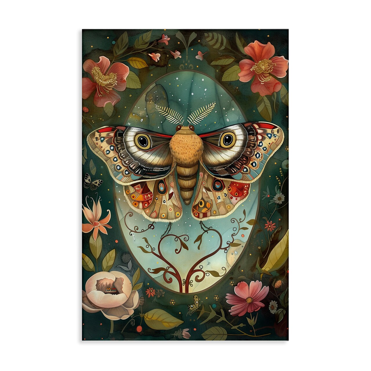Stupell Industries Ornate Botanicals & Moth Canvas Design by The Dutch Lady